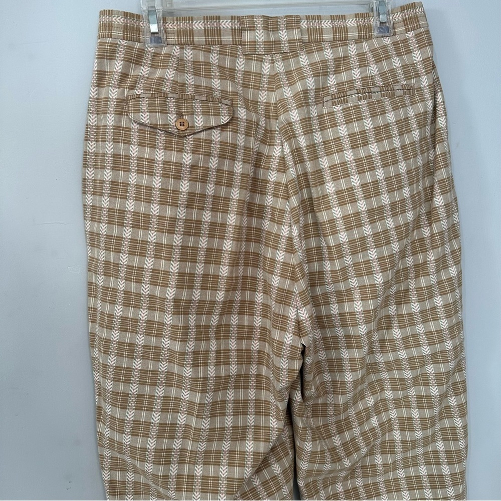 Vintage Cottagecore Tan High Waist Floral Trousers Feminine Pants Retro Romantic - Picture 10 of 17